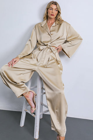 POWERFUL CHARM WOVEN SATIN TOP - By Baano