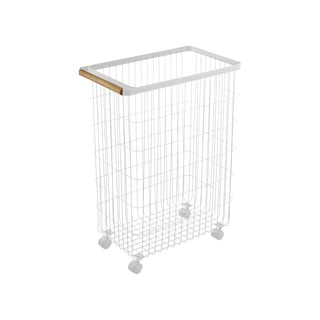 Rolling Wire Basket (24" H) - Steel + Wood Yamazaki Home