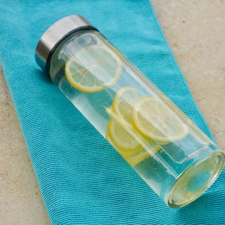 Skinny Series Wide Mouth Glass Bottles Set w/ Stainless Steel Lids, 16 oz