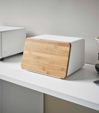Bread Box with Cutting Board Lid - Steel + Wood - By Baano
