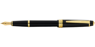 Bailey Light™ Polished Black Resin and Gold Tone Medium Nib Fountain Pen - By Baano