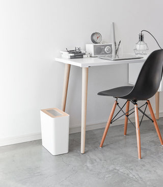 Trash Can - Rectangle - Steel + Wood - By Baano