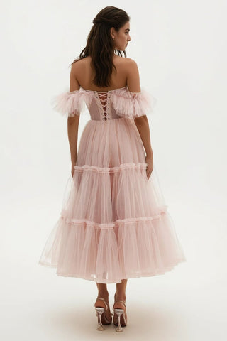Geisha Bustier Tulle Midi Dress - By Baano
