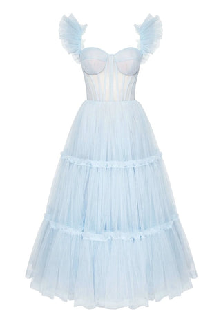 Geisha Bustier Tulle Midi Dress - By Baano