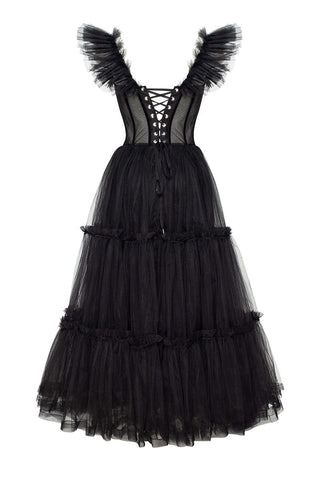 Geisha Bustier Tulle Midi Dress - By Baano