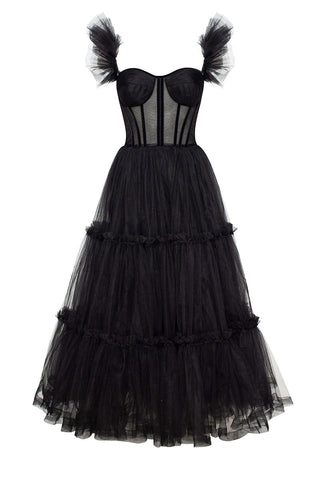 Geisha Bustier Tulle Midi Dress - By Baano