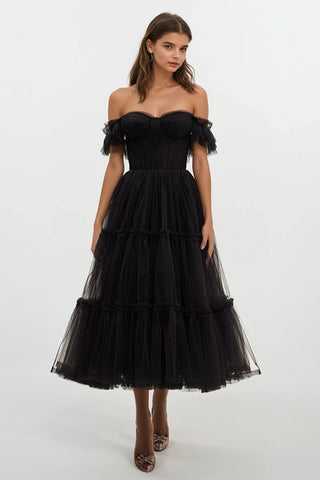 Geisha Bustier Tulle Midi Dress - By Baano