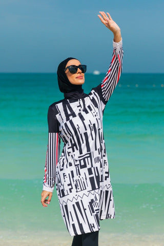 Lycra Black Burkini Modest Swimwear M2302 - By Baano