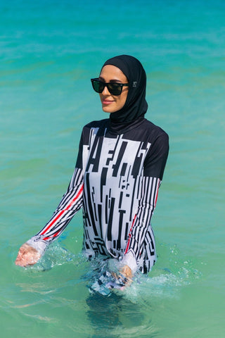 Lycra Black Burkini Modest Swimwear M2302 - By Baano