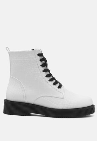 giselle croc print ankle boots with side zipper