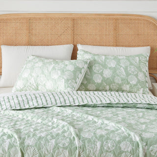 Green Seashell Quilt - Emerald Bay Great Bay Home