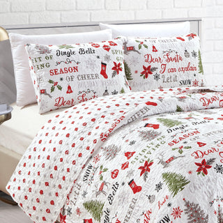 Holiday 3 Piece Quilt Set - Carol Collection Great Bay Home