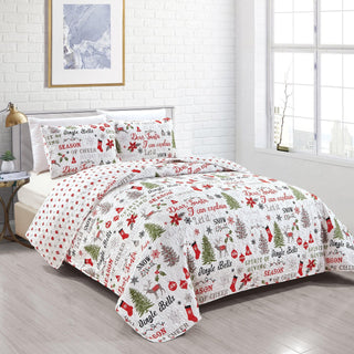 Holiday 3 Piece Quilt Set - Carol Collection Great Bay Home