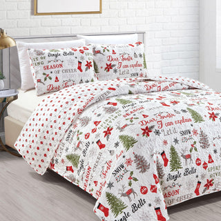 Holiday 3 Piece Quilt Set - Carol Collection Great Bay Home