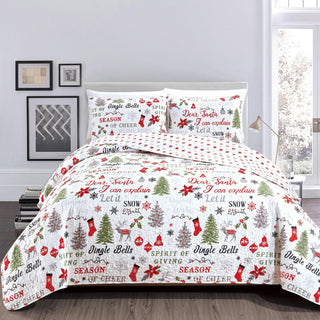 Holiday 3 Piece Quilt Set - Carol Collection Great Bay Home