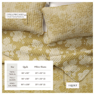 Floral Printed Cotton Quilt Set - Corin Collection Great Bay Home