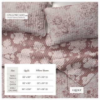 Floral Printed Cotton Quilt Set - Corin Collection Great Bay Home