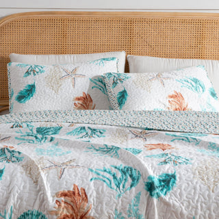 Reversible Coral Quilt Set - Key West Collection Great Bay Home