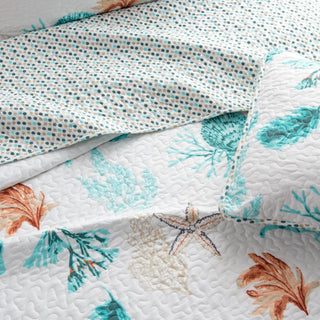 Reversible Coral Quilt Set - Key West Collection Great Bay Home