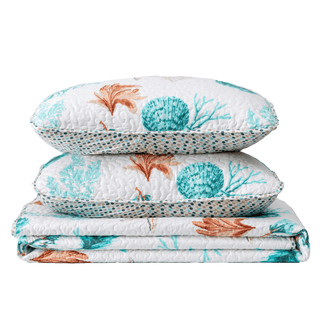 Reversible Coral Quilt Set - Key West Collection Great Bay Home