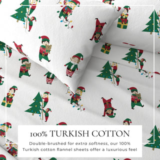 4-Piece Turkish Cotton Christmas Flannel Sheet - Whittaker Collection Great Bay Home