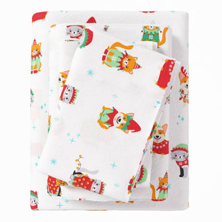 4-Piece Turkish Cotton Christmas Flannel Sheet - Whittaker Collection Great Bay Home