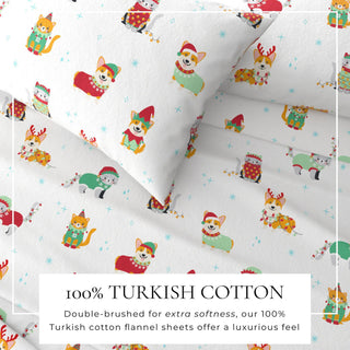 4-Piece Turkish Cotton Christmas Flannel Sheet - Whittaker Collection Great Bay Home