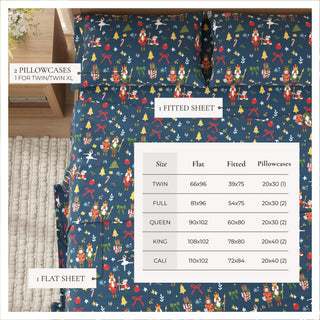 4-Piece Turkish Cotton Christmas Flannel Sheet - Whittaker Collection Great Bay Home