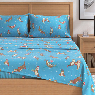 4-Piece Turkish Cotton Christmas Flannel Sheet - Whittaker Collection Great Bay Home