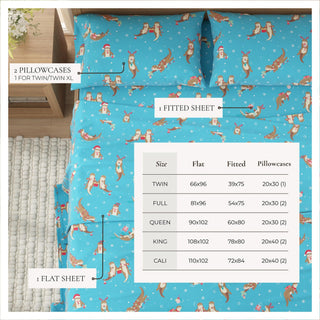 4-Piece Turkish Cotton Christmas Flannel Sheet - Whittaker Collection Great Bay Home