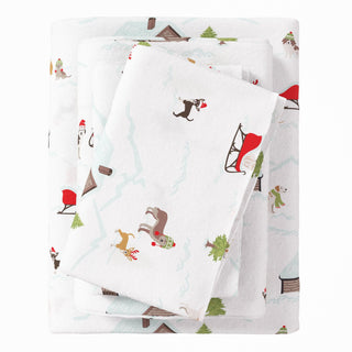 4-Piece Turkish Cotton Christmas Flannel Sheet - Whittaker Collection Great Bay Home