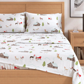 4-Piece Turkish Cotton Christmas Flannel Sheet - Whittaker Collection Great Bay Home
