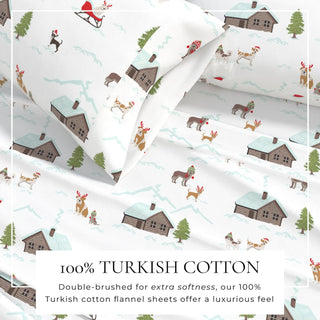 4-Piece Turkish Cotton Christmas Flannel Sheet - Whittaker Collection Great Bay Home