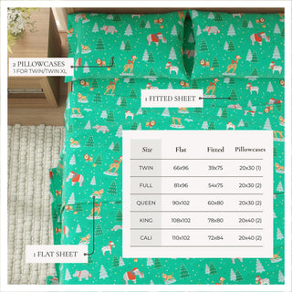 4-Piece Turkish Cotton Christmas Flannel Sheet - Whittaker Collection Great Bay Home