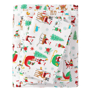 4-Piece Turkish Cotton Christmas Flannel Sheet - Whittaker Collection Great Bay Home