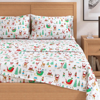 4-Piece Turkish Cotton Christmas Flannel Sheet - Whittaker Collection Great Bay Home
