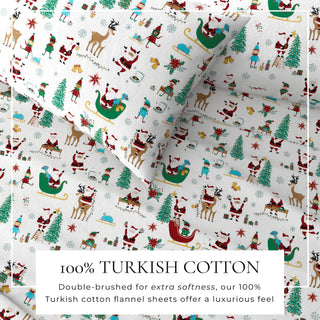 4-Piece Turkish Cotton Christmas Flannel Sheet - Whittaker Collection Great Bay Home