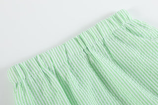 Green & White Stripe Watermelon Smocked Angel-Sleeve Dress & Bloomers