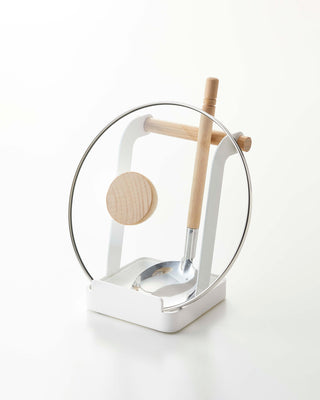 Lid & Ladle Stand - Steel + Wood Yamazaki Home