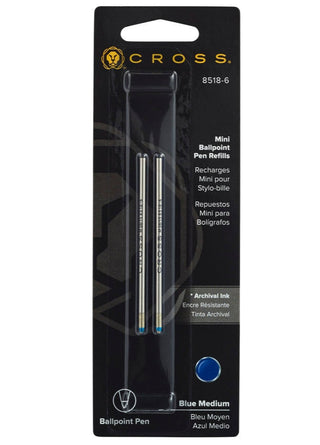 Mini Ballpoint Pen Refill - Blue - Medium - Dual Pack - By Baano