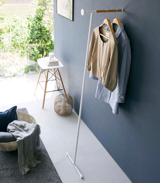Leaning Clothes Hanger (64" H) - Steel + Wood Yamazaki Home