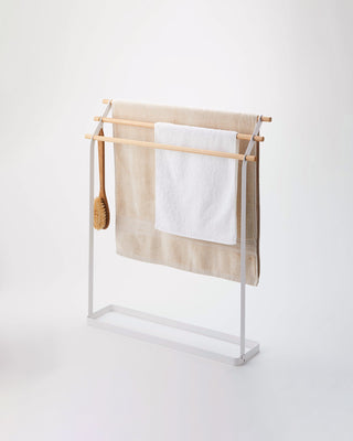Bath Towel Rack (32" H) - Steel + Wood - By Baano