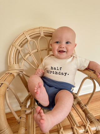 Half Birthday Organic Cotton Baby Bodysuit Short Sleeve Tenth & Pine