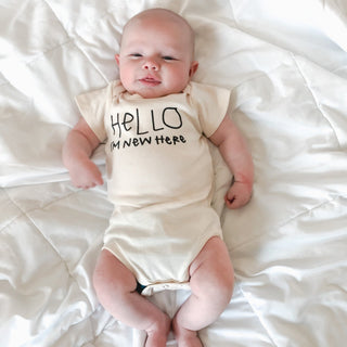 Hello I'm New Here Organic Baby Bodysuit - By Baano
