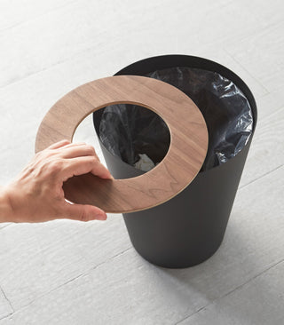 Trash Can - Round - Steel + Wood - By Baano