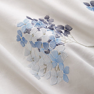 Hydrangea 100% Cotton Embroidered Duvet Cover Set