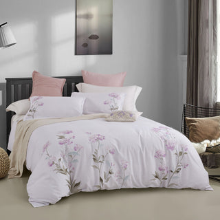 Hydrangea 100% Cotton Embroidered Duvet Cover Set