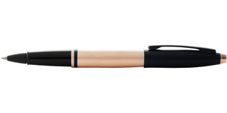 Calais™ Brushed Rose Gold Plate and Black Lacquer Rollerball Pen - By Baano