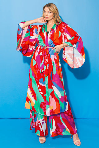 CANCUN GETAWAY SATIN MIDI KIMONO - By Baano