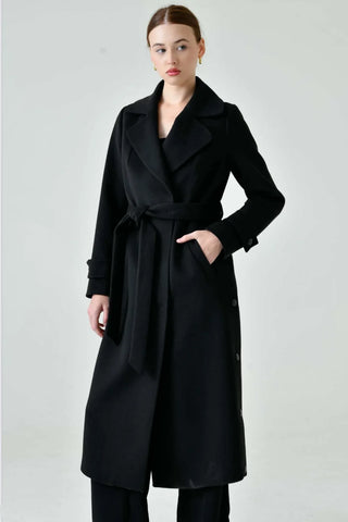 Camille Cashmere Blend Coat in Black